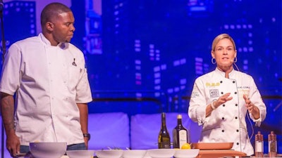 Iron Chef Cat Cora hosts a Cooking Demo alongside Chopped Champion Nick Wallace at Jackson Medical Mall.