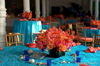 Centerpieces for a Moroccan-themed bar mitzvah