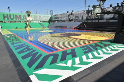 For the N.B.A. All-Star Game weekend in Los Angeles in February, Adidas created 747 Warehouse: a fan-forward festival focused on sports, music, and art. The activation featured a colorful basketball court designed by Pharrell Williams; a celebrity basketball game was coached by Snoop Dogg and 2 Chainz.
