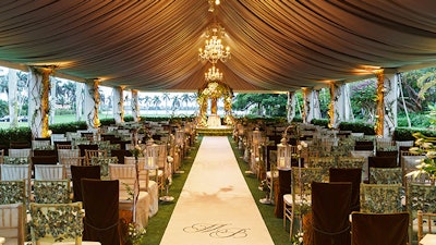 Outdoor Tent With Fabric Stage Uplighting And Stage