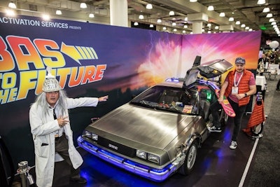 Brand Activation Services reimagined the 1980s classic Back to the Future as a social media photo activation, complete with Doc Brown, a DeLorean car, and Marty McFly’s orange puffy vest for attendees to sport for photos.