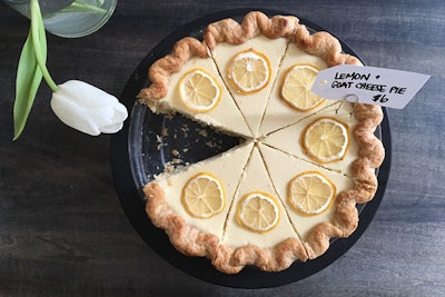 Lemon and goat cheese pie, by Poppy’s in Brooklyn