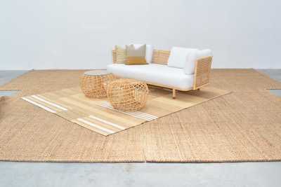 Go for a clean aesthetic with Taylor Creative’s Cane Collection that features a sofa ($450), chair ($225), and ottoman set made of lightweight, woven rattan with white textured upholstery. Ottomans are priced at $125 without glass and $150 with glass. All prices include up to a five-day rental period; the items are available for rent from the New York and Los Angeles locations.