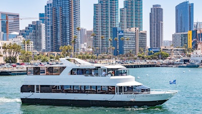 Emerald Hornblower with San Diego skyline