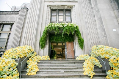 The entrance to BOK boasted lush floral arrangements cascading down the steps and across the doorway.