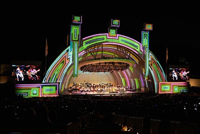 A performance of Herbie Hancock's 'Rockit' was accompanied by moving geometric shapes.