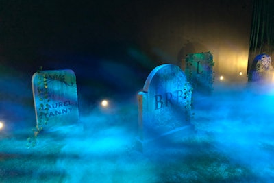 A “millennial graveyard” features tombstones dedicated to of-the-moment references such as the L train (which will soon be shut down) and the short-lived viral sensation 'Laurel and Yanny.'