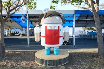 Google’s annual I/O developer conference takes inspiration from music festivals. Larger-than-life versions of Bugdroid, the Android mascot, marked certain areas of the event—such as the food pavilion—and also provided fun photos ops.