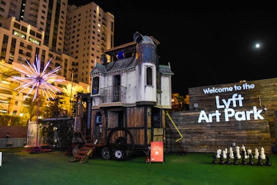 Neverwas Haul is a three-story Victorian house on wheels made from 75-percent recycled materials. It was inspired by the stories of Jules Verne and H.G. Wells and has also been displayed at Burning Man. The park also has games like corn-hole and oversize chess, which visitors can play while they wait for cars.