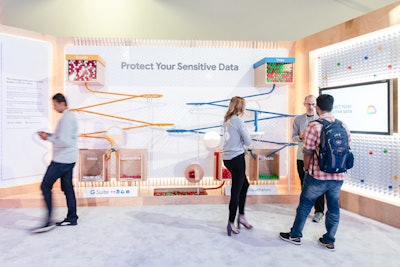 Google Cloud Next used fun, interactive displays to promote Google products, such as this one that explained how Google Cloud protects sensitive emails and data.