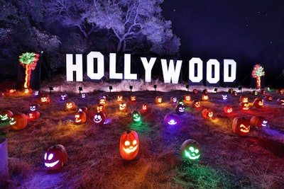 It wouldn't be an L.A. event without the Hollywood sign; at Nights of the Jack, it's flanked by palm trees made from pumpkins.