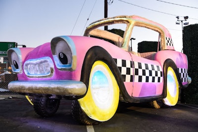 A cartoon pink taxi was originally created for the Intergalactic Art Car Festival, held in Las Vegas in June.