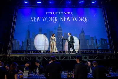 Other groups of dancers performed on platforms with dramatic backgrounds, including one depicting the New York skyline, at the Robin Hood benefit in May.