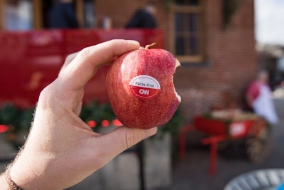 Advoc8 helped produced CNN's 2018 SXSW house, which had an apple theme. Guests were given apples with stickers that emphasized the news channel's “Facts First” mission.