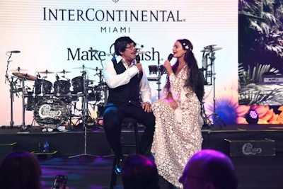 After welcoming the crowd, Shareef Malnik, chairman of the board emeritus of Make-A-Wish Southern Florida, and actress and event emcee Gabrielle Anwar performed “I Got You Babe,” dressed as Sonny and Cher.
