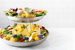 The report recommends centering recipes around fresh produce and offering plenty of fruit and vegetables, like this brightly colored veggie charcuterie from the Hotel Palomar Los Angeles.