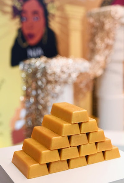Other highlights of the space included bars of shea butter designed to resemble blocks of gold.