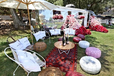 One trend we spotted in 2018 were floral installations in cars. At the inaugural Rosé Day L.A. in June, pink and red florals cascaded out of the windows of a.Moët & Chandon-branded Airstream trailer.