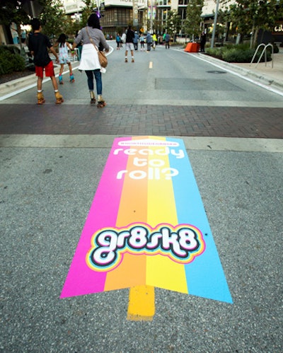 Colorful decals marked the skating route.