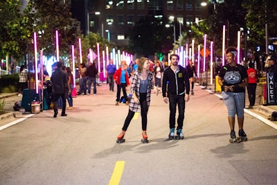 As the event moved from late afternoon to evening, lighting along the skating route popped.