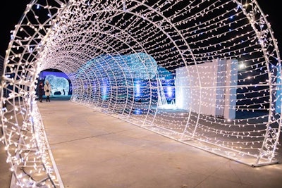 A 50-foot LED light tunnel provides guests with a popular selfie opportunity.