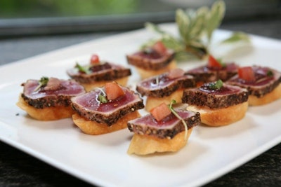 Pepper Crusted Ahi Tuna Bruschetta