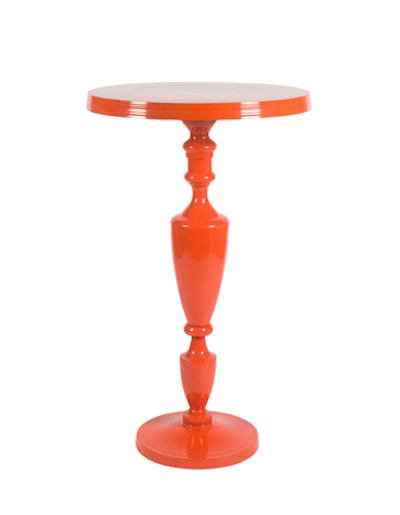 The bold Trofeo highboy table from Blueprint Studios comes in a striking red-orange hue and is available in San Francisco, Los Angeles, and Las Vegas; pricing is available upon request.