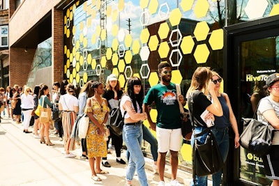 In Los Angeles, people lined up to get inside the Bumble Hive, a pop-up space last year that brought the brand to life.