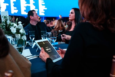 Each of the 522 dinner guests was given an iPad preloaded with their information. Eleven times throughout the evening, the iPads prompted attendees to donate.