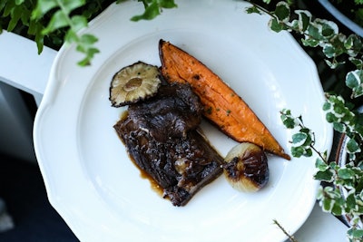 Beef Short Rib with mushrooms, Bermuda onions and sweet potato