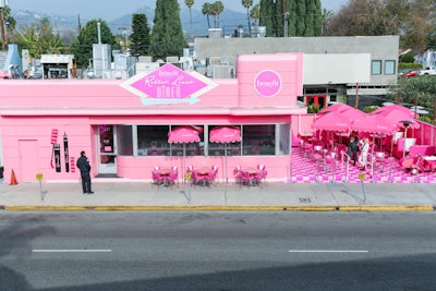 The entire restaurant and outdoor space was covered in the brand’s signature bubblegum pink color.
