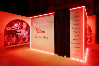 Additional murals punctuated a photo booth from sponsor L'Oréal Paris.