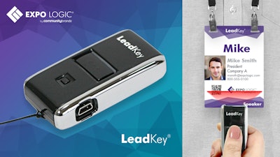 LeadKey® is a hand-held device used to scan badge bar codes and collect leads.