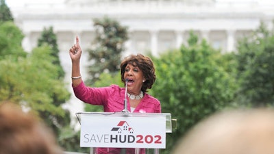 Congresswoman Maxine Waters speaks at the HUD 202 rally in front of the Capitol