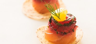 House Cured Gravlax on Taro Root Chips