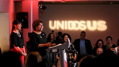 UnidosUS CEO Janet Murguia speaks at the brand reveal at the Newseum in Washington DC