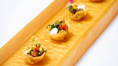 Parmesan Frico with Ricotta and Sicilian Caponata