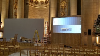 Whittle School & Studios Launch - Setting Up Our 14-Foot Screens
