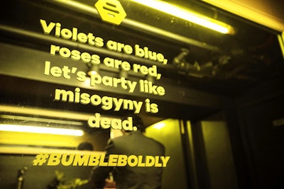 Bumble-branded signage included topical poems about the current dating landscape, inspired by the Bumble Boldly campaign.