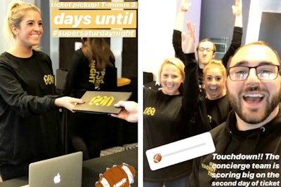 The Concierge.com team manages check-in (and poses for Instagram content) in the days leading up to “Super Saturday Night” in Atlanta.