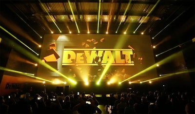 Creating a new universe at an event for Dewalt with large LED screen projection mapping
