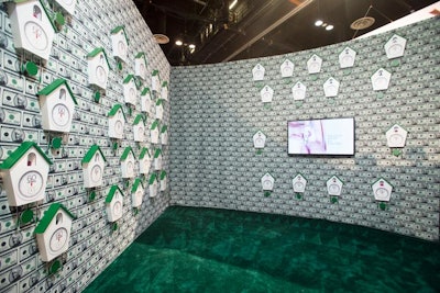 Nail polish brand CND Shellac partnered with Social House Inc. to create a color wheel activation at the Premiere Orlando beauty show in June. The activation included six different rooms, each dedicated to a product and each forming a piece of the color wheel scheme. For example, the “Speed & Removal” room, featuring green elements like a clock and dollar bill wallpaper, represented CND Shellac Luxe Gel Polish, which is ready to remove in 60 seconds.