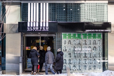 Dave's Killer Bread opened Club Fed from January 28 to February 10 in Yorkville. The outside of the pop-up featured black and white mugshots of actual inmates and the tag line 'We're serving so they don't have to.'