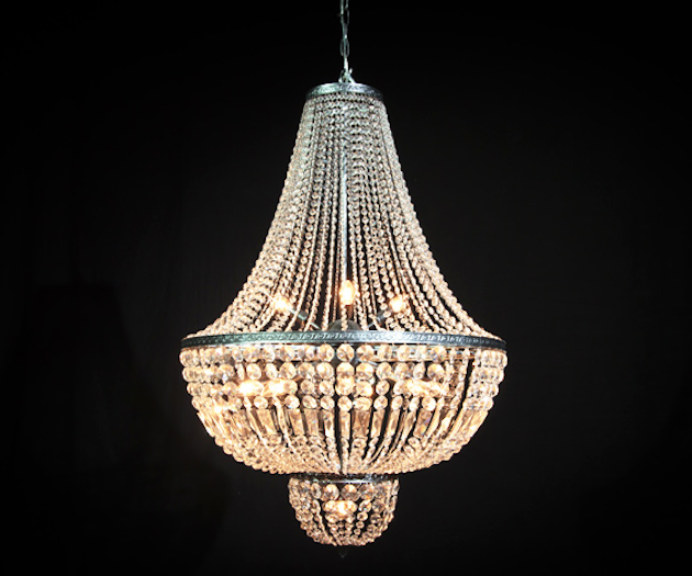 Empire chandelier, $589 (plus extra fees for shipping and installation), available to ship from the Netherlands to North America from Chandelier Rental