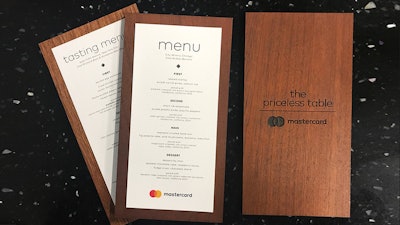 Laser Engraved Mastercard Menus