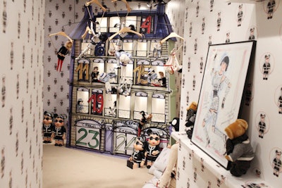 In January 2012 at the Wynn Las Vegas, Chanel celebrated the launch of an eight-day installation, titled “Numéros Privés,” which was custom designed and built under the direction of the fashion brand and executed on site by production company Prodject. After walking through the promenade, guests entered the first room, a spacious children's bedroom filled with dolls designed by Lagerfeld, as well as other projects, works, and sketches from the designer.