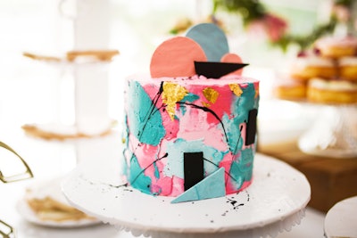 Sweet E's Bake Shop created a series of sweets for the dessert table, including an eye-catching geometric cake. 'I love sweets, so I chose all of my cake and cookie flavor favorites to share with our guests,' said Luca.