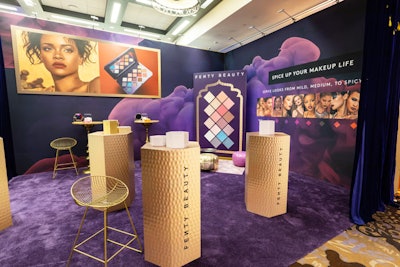 At Sephora’s Leadership Conference, which took place in Las Vegas in June, Blueprint Studios built more than 30 customized booths for the event. Rihanna’s Fenty Beauty presence featured a Moroccan theme with a gold-and-purple color scheme. The line's extensive range of makeup shades was also on display. Kendo Brands oversaw the booth's creative design.
