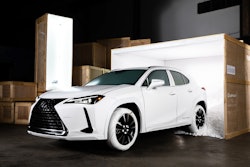 To celebrate the debut of its new UX compact crossover vehicle, Lexus teamed up with Los Angeles-based streetwear designer John Elliott to create custom tires inspired by Elliott’s Nike Air Force 1 sneakers. The static display event took place on February 9 at the Brooklyn Navy Yard following Elliott’s Bureau Betak-produced Fall 2019 show during New York Fashion Week.