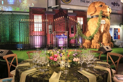 An eye-catching focal point for the stage was a 10-foot sculptural dog created by the evening's floral designers, CJ Matsumoto & Sons.